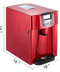 Top Shelf Countertop Ice Maker Delivers Clear Blocks Fast Automatic Draining Compact Kitchen Essential For Home Bars Summer Cookouts Quick Freeze No Drama Setup Tough Build Quality Guaranteed red stainless steel design with dimensions shown
