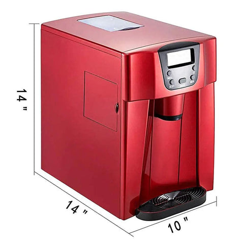 Top Shelf Heavy Duty Ice Cube Maker Machine Yields Speedy Clear Cubes Compact 14" x 10" Red Countertop Design for Home Bars