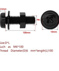 Black Nylon Round Head Phillips Screws And Nuts Kit With Flat Washers Plastic Pan Two Piece Hardware Set DIY Ready For Indoor And Outdoor Projects Durable Easy Install And Strong Threads For Quick Adjustments, M6x100 black screw