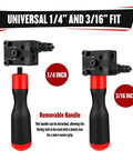 YIYITOOLS 7-Pc brake line flaring kit, front view, universal 1/4" and 3/16" SAE with red/black handles