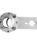 Heavy Duty Plasma Torch Clamp 25mm Holder For CNC Cutting Machine With Durable Iron Build And Collision Fixture To Protect Your Rig From Damage, top view of iron clamp with mounting bolts.