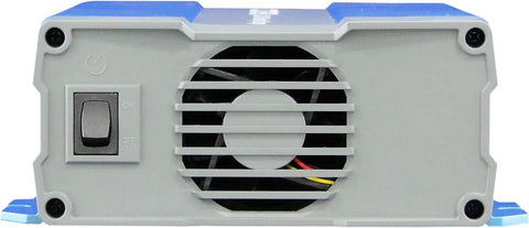 Badass 12V 15A Battery Charger Rock Solid 3 Stage Charging built tough rear view with power switch and ventilation.