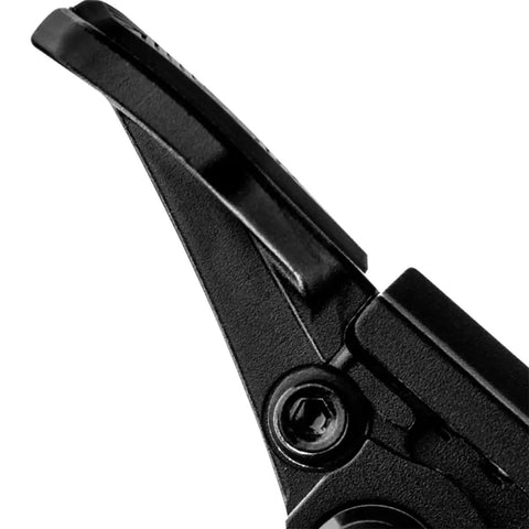 Close-up of Range Dropper Lever For MTB 22.2mm Clamp, SRAM MatchMaker X Compatible, black, smooth dropper activation and precise cable actuation.