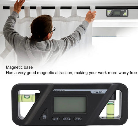 Dead Nuts Accurate Digital Level With Rock Solid Magnetic Base And Bright Lcd Screen And Precision Inclinometer And Angle Finder Tool For Woodworking And Auto Shop Jobs, magnetic base closeup with LCD screen for precise leveling.