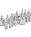 Heavy Duty 15 Piece Drill Bit Hole Saw Kit For Glass Marble Ceramic Tile And Granite Plating Coating Fast Chip Removal Water Lube Precision Boring Tools, 6-50mm set