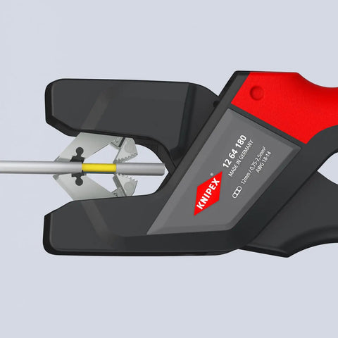 Automatic Self-Adjusting Insulation Strippers For UF And Flat Cable 10-18 AWG, showing cable being stripped