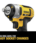Badass Compact 20V Max Cordless Impact Wrench Kit With 3/8 Inch Drive showcasing hog ring anvil for easy socket changes.