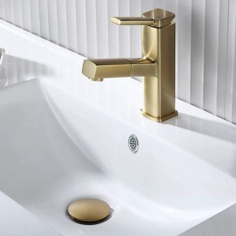 Dope Pop Up Bathroom Sink Drain Stopper With Overflow For Vessel Sinks, Detachable Basket Stopper Drain Assembly, Brushed Brass Finish
