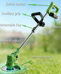 Cordless Electric Weed Wacker No Cord Hassle With Dual 21V Batteries And Charger 3 In 1 Grass Cutter With 90 Degree Adjustable Head