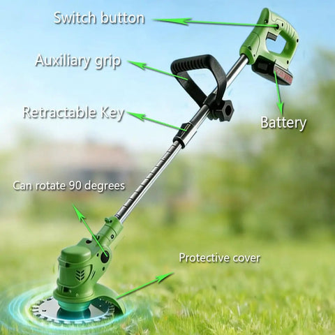 Cordless Electric Weed Wacker No Cord Hassle With Dual 21V Batteries And Charger 3 In 1 Grass Cutter With 90 Degree Adjustable Head