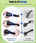 Push-to-fit design of 8 Pack 3/4 To 1/2 Inch Faucet Adapters Kit with quick connect, showing easy installation without tools.