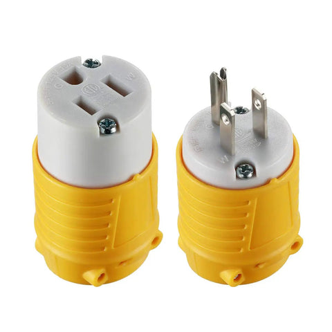 Extension Cord Ends Set For Household Appliances 15 Amp 125 Volt Heavy Duty Replacement Plug And Connector Kit with grounding