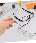 Hand using Six Piece Stainless Steel Eyeglass Repair Hook Tool Set For Half Frame Glasses, Portable Eyewear Fixing Needle