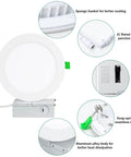 Six Inch Ultra Thin LED Recessed Ceiling Light Kit with Junction Box 5CCT Selectable and Dimmable Features