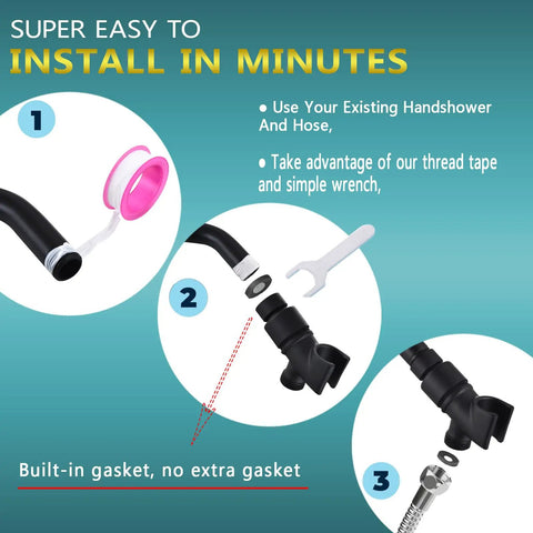 Premium Solid Brass Handheld Shower Head Holder With Adjustable Swivel Pivot Ball And Sleek Matte Black Finish For The Ultimate Bath Flex Wall Mount Bracket Featuring Heavy Duty Build And Quick Install For A Slick Daily Routine