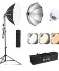 20 Inch Octagonal Softbox Lighting Kit With Dimmable 85W LED Bulb 3000K To 6500K Remote Control And 25 To 60 Inch Tripod Stand