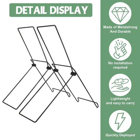 2 Pack Portable Folding Solar Panel Stand with Quick Angle Adjustment Lightweight Mount, metal display, no tools needed, side view