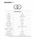 Specifications sheet for Ultralight 50mm Carbon Fiber Wheelset For 700C Road Bikes With Disc Brakes Tubeless Ready 1580g Pair.