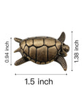 Side view of bronze turtle knob with measurements for Hidden Turtle Knobs Four Pack With Screws Nautical Beach Theme Drawer Pulls