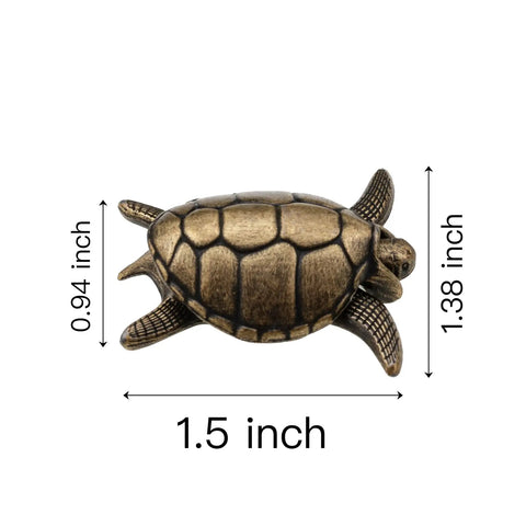 Side view of bronze turtle knob with measurements for Hidden Turtle Knobs Four Pack With Screws Nautical Beach Theme Drawer Pulls