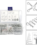 Must Have Heavy Duty 100 Pcs Carbon Steel Zinc Plated Hitch Pin Clip Set With Storage Box 6 Sizes From M1 To M2.5