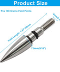 12 Pack 100 Grain Archery Field Points For Five Sixteenth Inch Arrows, Practice Tips showing size dimensions in detail