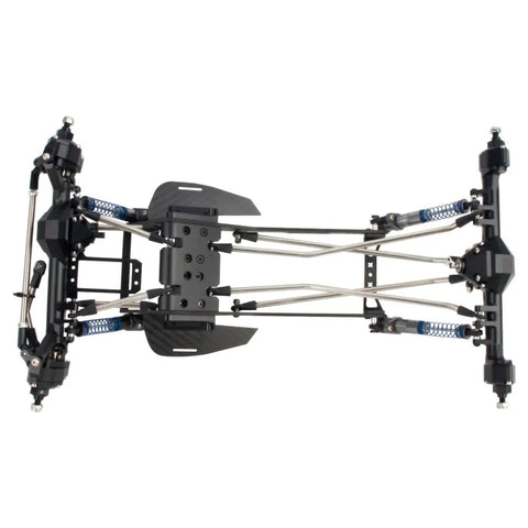 Ultra Light Carbon Fiber LCG Chassis Kit For 1/10 RC Crawler Rigs with 3mm Frame Rails and Delrin Skid Plate, top view