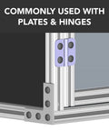 Centered Slide In Economy T Nuts used with plates and hinges on 1 inch 10 Series Aluminum Extrusions Eighty Twenty Style Profiles