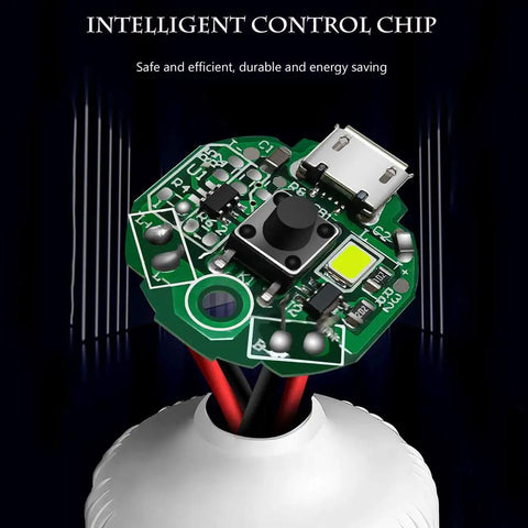 Close-up of intelligent control chip inside Newest 30W 5500LM Waterproof Rechargeable LED Night Light Bulb for efficiency.