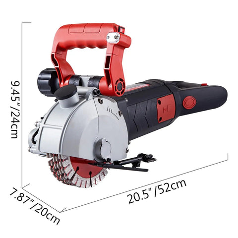 4800W Wall Chaser Concrete Cutter With One Time Molding For Fast Clean Wall Chases 125mm Circular Saw side view with dimensions