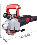 Tough As Nails 4800W Wall Chaser And Concrete Groove Cutter With 125mm Blade, 20.5in length, designed for fast, clean slotting in brick.
