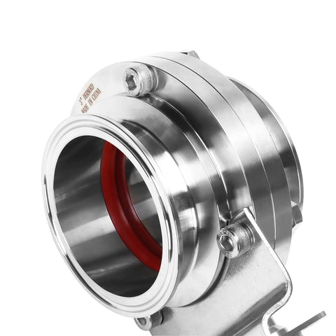 3 Inch Tri Clamp Sanitary Butterfly Valve With Pneumatic Actuator, Stainless Steel 304, close-up view, single acting