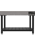 Heavy Duty Welding Fixture Table With Storage Shelf 60 By 60 By 36 Inches, steel table with precision laser cut holes.
