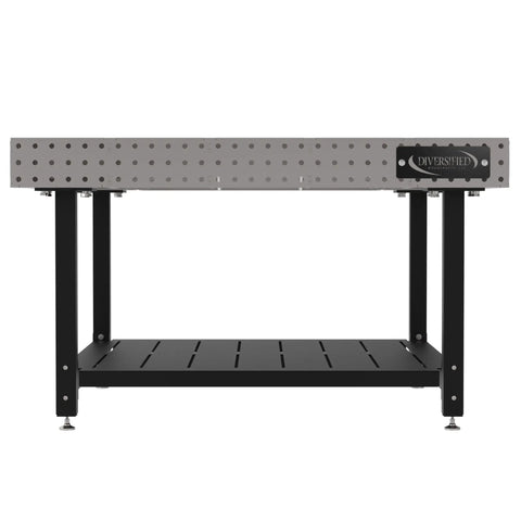 Heavy Duty Welding Fixture Table With Storage Shelf 60 By 60 By 36 Inches, steel table with precision laser cut holes.