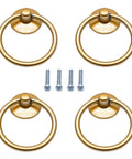 4 Pack Cabinet Knobs And Ring Pulls For Drawers And Dressers, 1.4 Inch Diameter, Gold Finish, Zinc Alloy Hardware With Mounting Screws