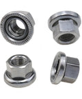 Top Tier 3/8 Inch Bike Wheel Axle Nut Kit Built Tough And Fresh Rock Solid Alloy Steel Bicycle Hardware showing various nuts.