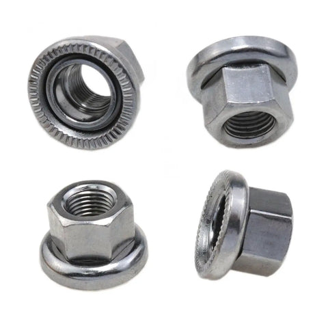 Top Tier 3/8 Inch Bike Wheel Axle Nut Kit Built Tough And Fresh Rock Solid Alloy Steel Bicycle Hardware showing various nuts.