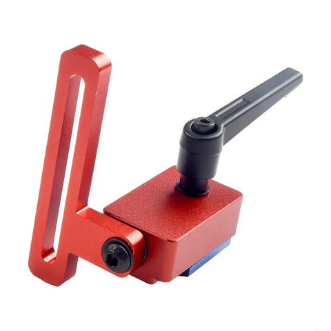 Premium Woodworking T-Slot Stop Limiter With High Accuracy Aluminum Alloy Construction To Nail Exact Chute Lengths and Crush Repeatable Cuts On Standard 30mm Tracks Every Single Time, red aluminum body.