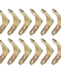 Heavy Duty Metal L Bracket And Corner Shield Supporting Shelving Braces With A Slick Right Angle Design For Wood Furniture Wall Mounted Cabinet Shelf Brace Hardware Kit set of twelve gold brackets.