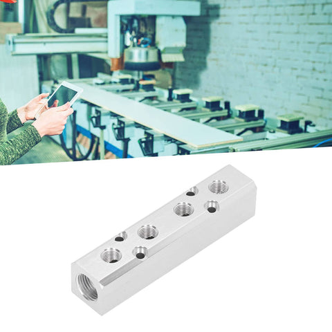 Heavy Duty Aluminum Pneumatic Manifold Block With G1/2 Inlet And G1/4 Outlets 30x30mm Air Distribution Hub in factory setting