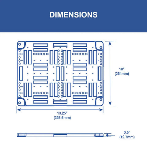 Dimensions of Universal 10 Inch Mounting Plate For Structured Media Enclosures With Velcro Roll, Recessed Wall Cable Organizer