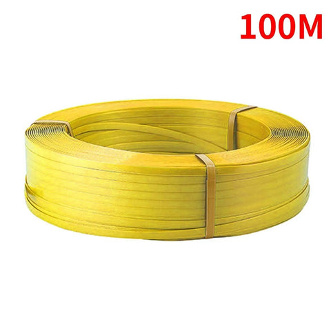 100M roll of yellow plastic strap for Top Shelf Heavy Duty Manual Strapping Tool For Plastic Strap Crushes Heavy Lifting Tasks Without A Sweat.