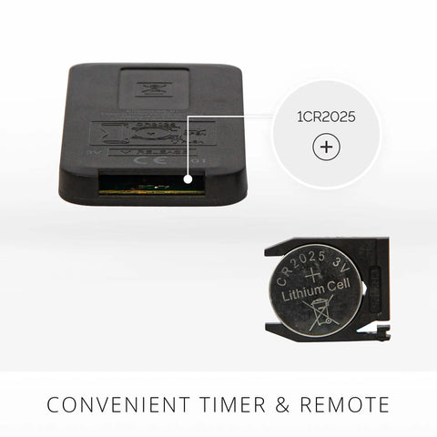 Back view of Remote Control For Real-Flame LED Flameless Candles With Real Flame Effect, includes CR2025 battery slot.