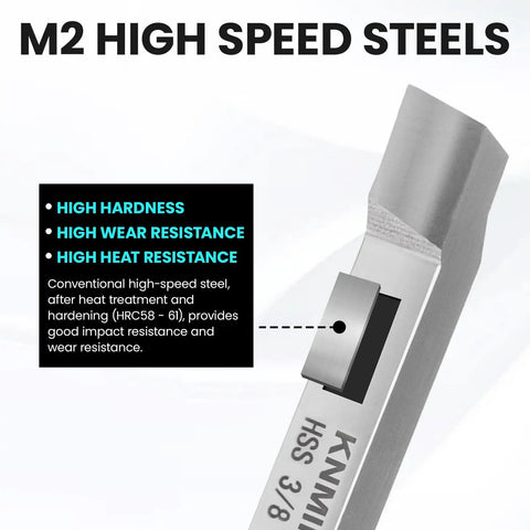 Close-up of high-speed steel from Eight Piece Lathe Tool Set With Three Eighths Inch Shank For Turning Boring Grooving And Threading