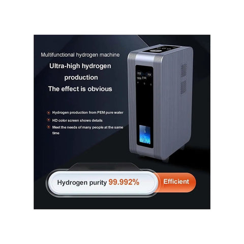 Hydrogen Inhalation Machine With 3000 Milliliters Per Minute Hydrogen Water Generator 99.99 Percent High Purity PEM Ionizer On Universal Wheels Triple Suction For Quick Energy Boost And Safe Easy Operation showcasing sleek design and 99.992% purity on display with PEM electrolysis efficiency.
