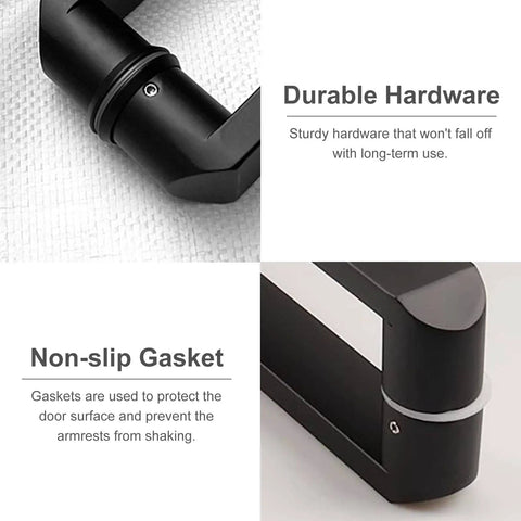 Close-up of black stainless steel door pull sliding handle back-to-back mount for glass wood metal doors, durable hardware.