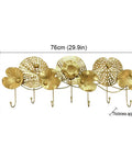 Swanky Wall Mounted Coat Rack Featuring Solid Metal Hooks Super Durable Entryway Organizer For Jackets Coats Hats Towels And Keys Sleek Lotus Leaf Design showcasing 76cm gold rack with leaf hooks.
