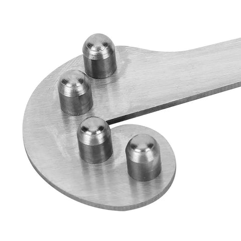 Close-up of stainless steel Compact Center Gauge Woodworking Ruler Made Of Stainless Steel For Precise Metal Machining and Angle Marking detail