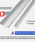 Soft Close Concealed Sliding Barn Door Hardware Kit With Aluminum Bypass Track for Pocket Doors showing rust-proof track