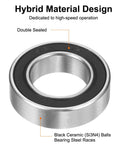 Front view of deep groove ball bearing 15x26x7 mm, hybrid ceramic Si3N4 balls, steel races, double sealed